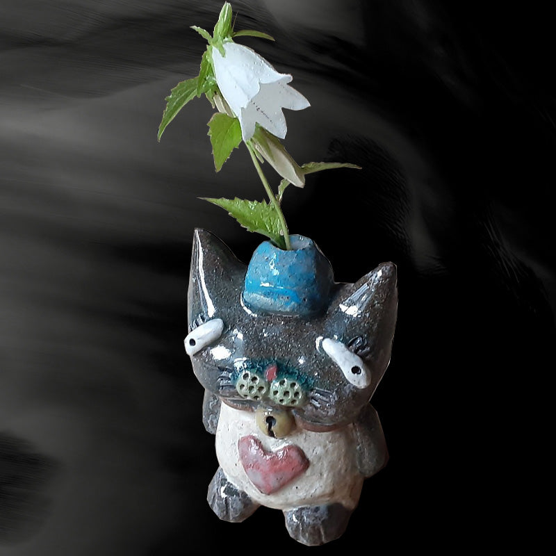 お得定番人気唐津焼 鈴猫シリーズ(鯨キャップ) 猫 ねこ ネコ 置物飾り かわいい おもしろ 置物