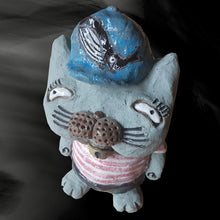 画像をギャラリービューアに読み込む, 唐津焼 鈴猫シリーズ(鯨キャップ) 猫 ねこ ネコ 置物 飾り かわいい おもしろ
